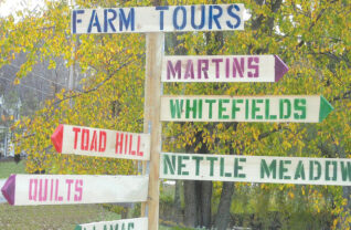 Photo of event signs at farm tour.