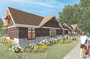 Architect’s rendering of Veterans Memorial Park’s new multi-purpose waterfront recreation building.