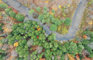 The Boquet River as it wends its way upstream from Lake Champlain. With the removal of dams on the river and its tributaries, wild salmon habit has been restored. Photo courtesy Adirondack Land Trust.