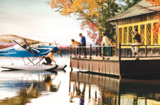 Fall scene and seaplane, Lake Placid, NY, 1966. Copyright Kodak.