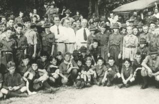 Franklin D. Roosevelt at a Boy Scout Jamboree at Bear Mountain, 1921.