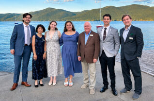 Seagle singers and faculty at the Lake George Club, where they presented Opera Shots on June 16: John Drake;Yukiko Oba; Maddie Darigan; Abby Guido; Darren Woods; Seth Younglove; Josh Cook
