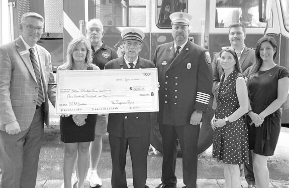 LtR: Tom Guay, Sagamore GM;) Cheryl Cahill, Bolton Fire District; Pat Cahill BVFC; Don Volkmann, Chair, Bolton Fire Commission; Jeremy Coon, Chief, BVFC; Kerry Kane, Sagamore Director of Sales; Taylor Kopec, Sagamore Security Manager; Kristin Stroebel, Sagamore Director of Human Resources.