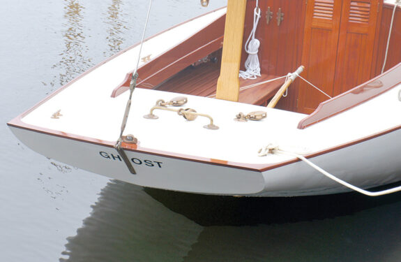 Ghost, one of three Sound Interclubs restored by Reuben Smith’s Tumblehome Boatshop.