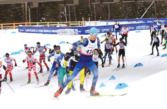 Cross-country skiing at the Lake Placid 2023 FISU World University Games at Mt. Van Hovenberg. Photo courtesy ROOST